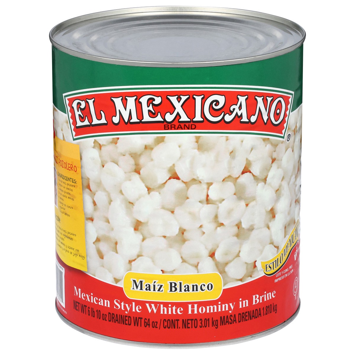 slide 1 of 3, El Mexicano Mexican Style White Hominy in Brine 3.01 kg, 3.01 kg