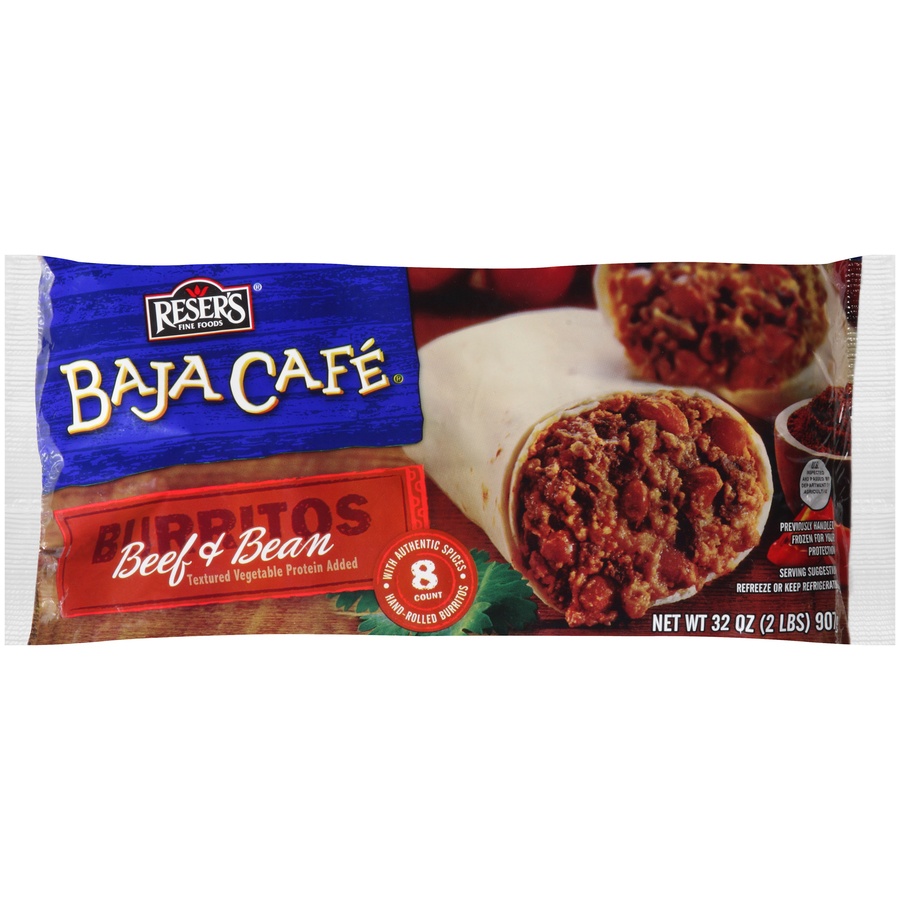 slide 1 of 1, Reser's Baja Cafe Beef & Bean Burritos, 8 ct; 32 oz