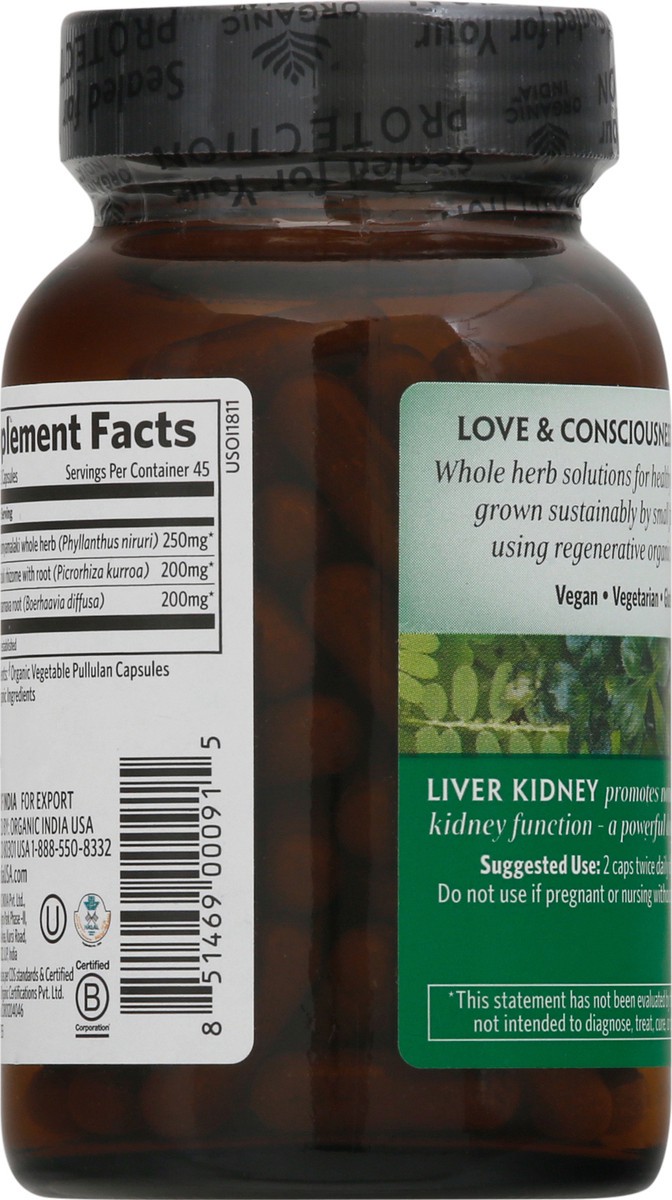 slide 4 of 9, Organic India Liver Kidney 90 Vegetarian Caps, 90 ct