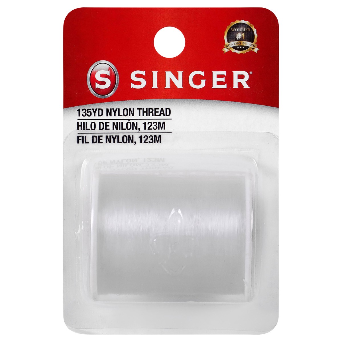 slide 3 of 3, Singer Nylon Thread Spool, 135 yds, Clear 100% Nylon, 1 ct