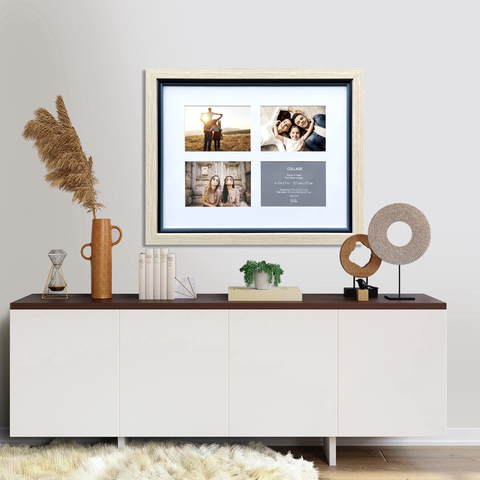 slide 5 of 5, 4 Opening 5" X 7" Natural Tan & Navy Collage Frame With Mat By Studio Decor, 5 in x 7 in