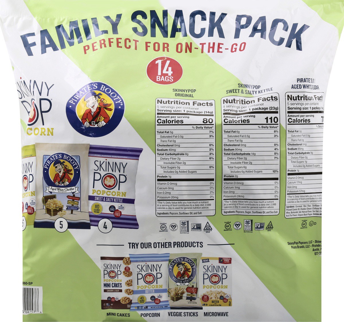 slide 2 of 9, SkinnyPop Assorted Family Snack Pack 14 ea, 14 ct