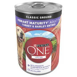 Purina ONE Plus Classic Ground Vibrant Maturity Adult 7 Plus Turkey And Barley Entree Senior Dog Food