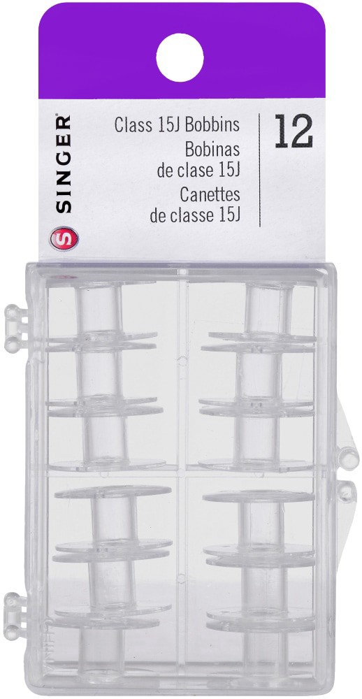 slide 1 of 6, SINGER Transparent Plastic Class 15 Bobbins-12/Pkg, 1 ct