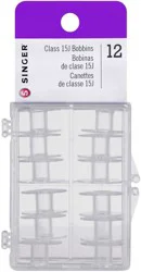 Singer Transparent Plastic Class 15 Bobbins - 12 Pack