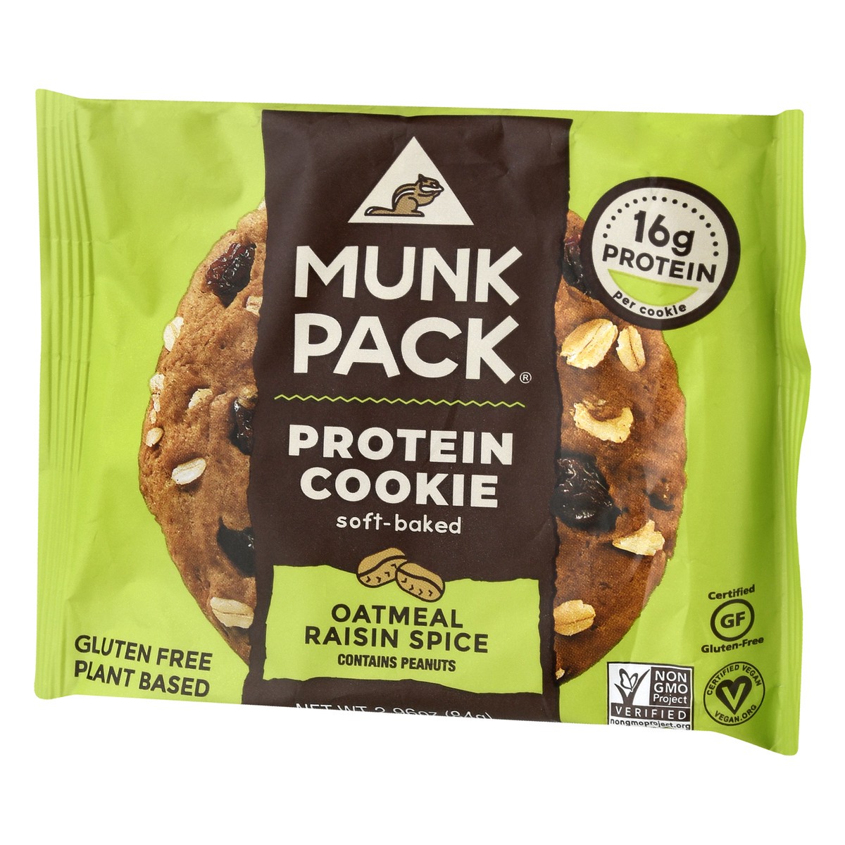 slide 2 of 9, Munk Pack Protein Cookie Oatmeal Raisin Spice, 2.96 oz