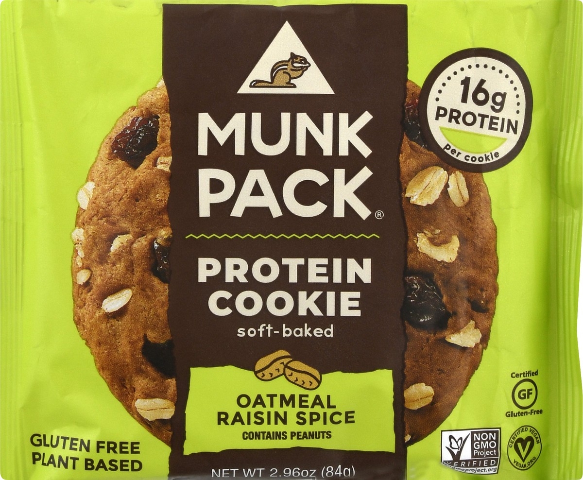 slide 4 of 9, Munk Pack Protein Cookie Oatmeal Raisin Spice, 2.96 oz