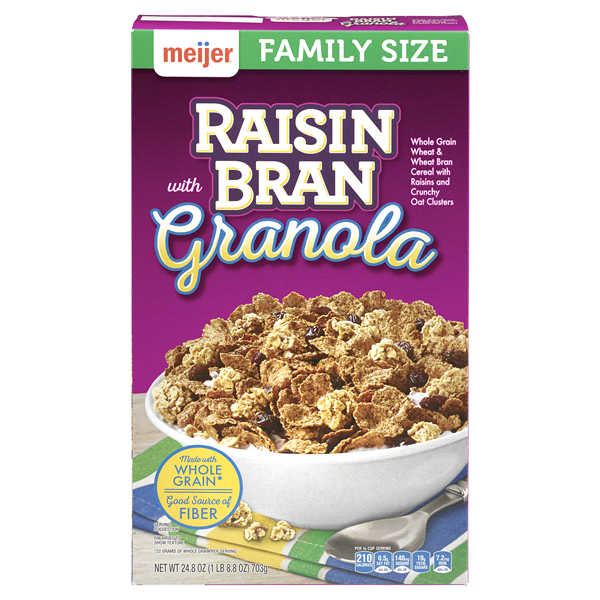 slide 1 of 4, Meijer Raisin Bran with Granola, 24.8 oz