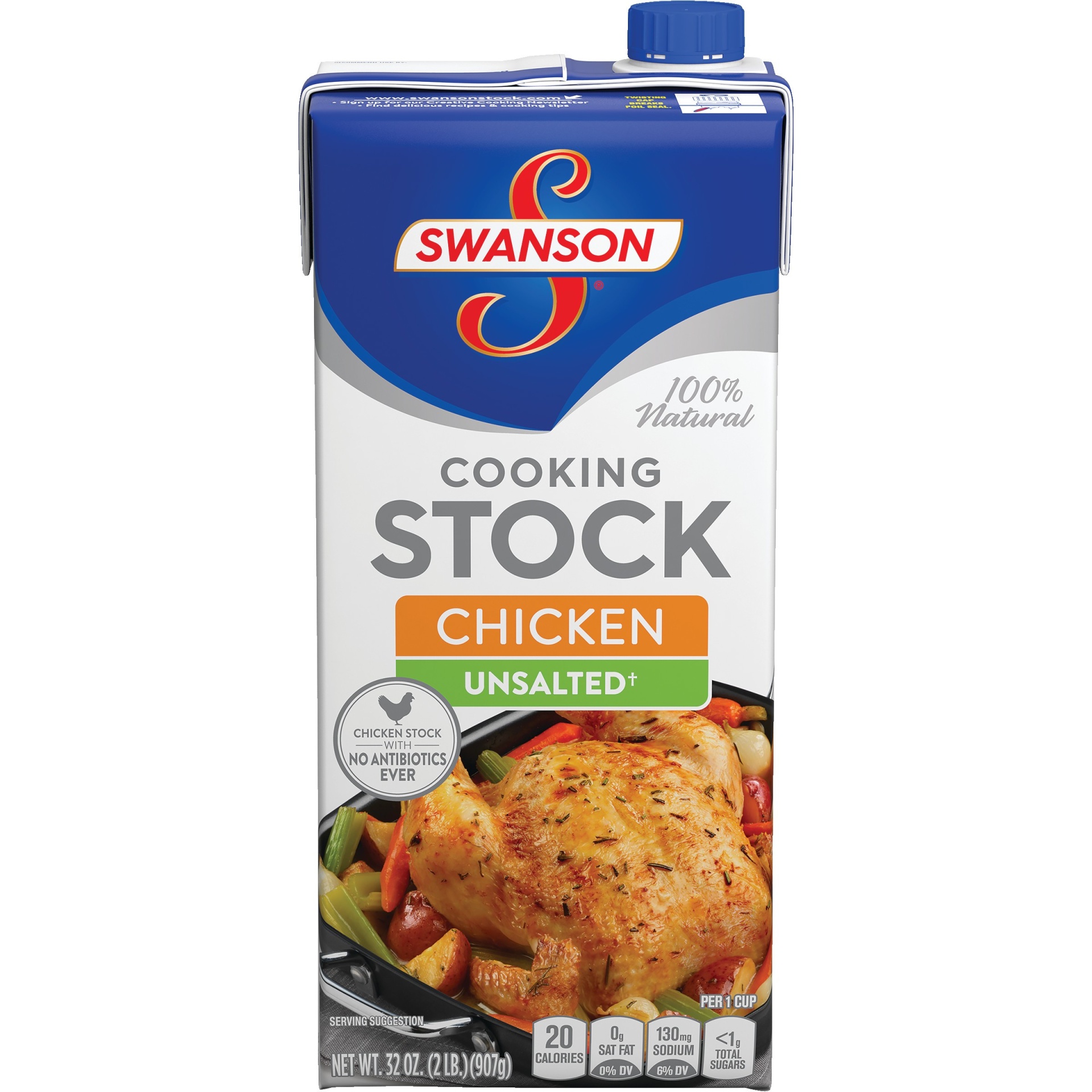 slide 1 of 5, Swanson 100% Natural Unsalted Chicken Cooking Stock, 32 oz