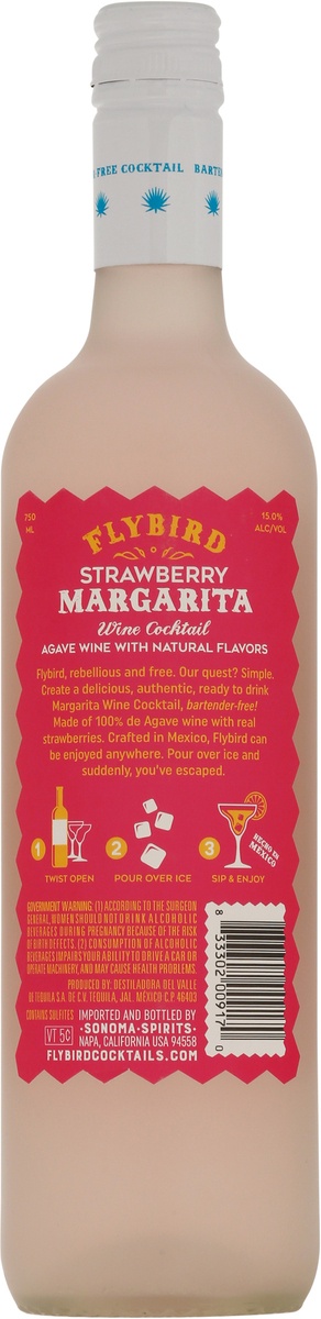 slide 8 of 9, Flybird Strawberry Margarita Wine Cocktail, 1 ct
