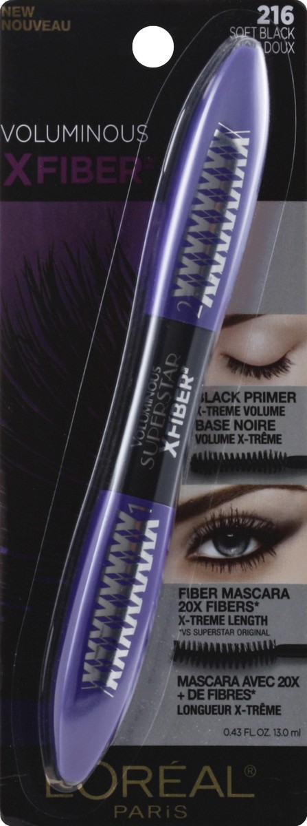 slide 2 of 2, L'Oréal Voluminous X Fiber Mascara, Soft Black, .43Oz, 0.43 oz