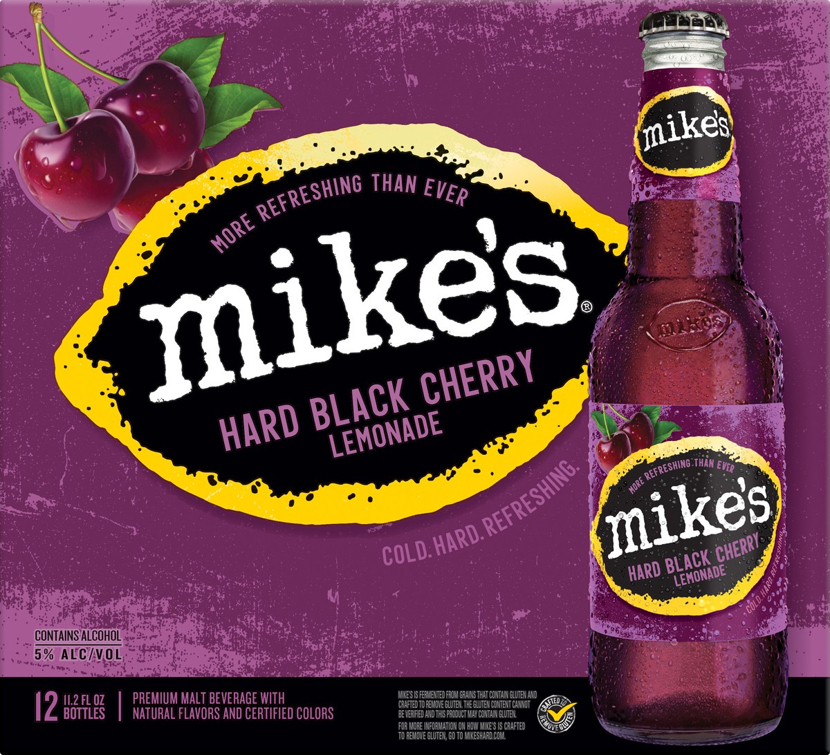 slide 1 of 7, Mike's Hard Black Cherry Lemonade Beer 12 ea, 11.2 fl oz