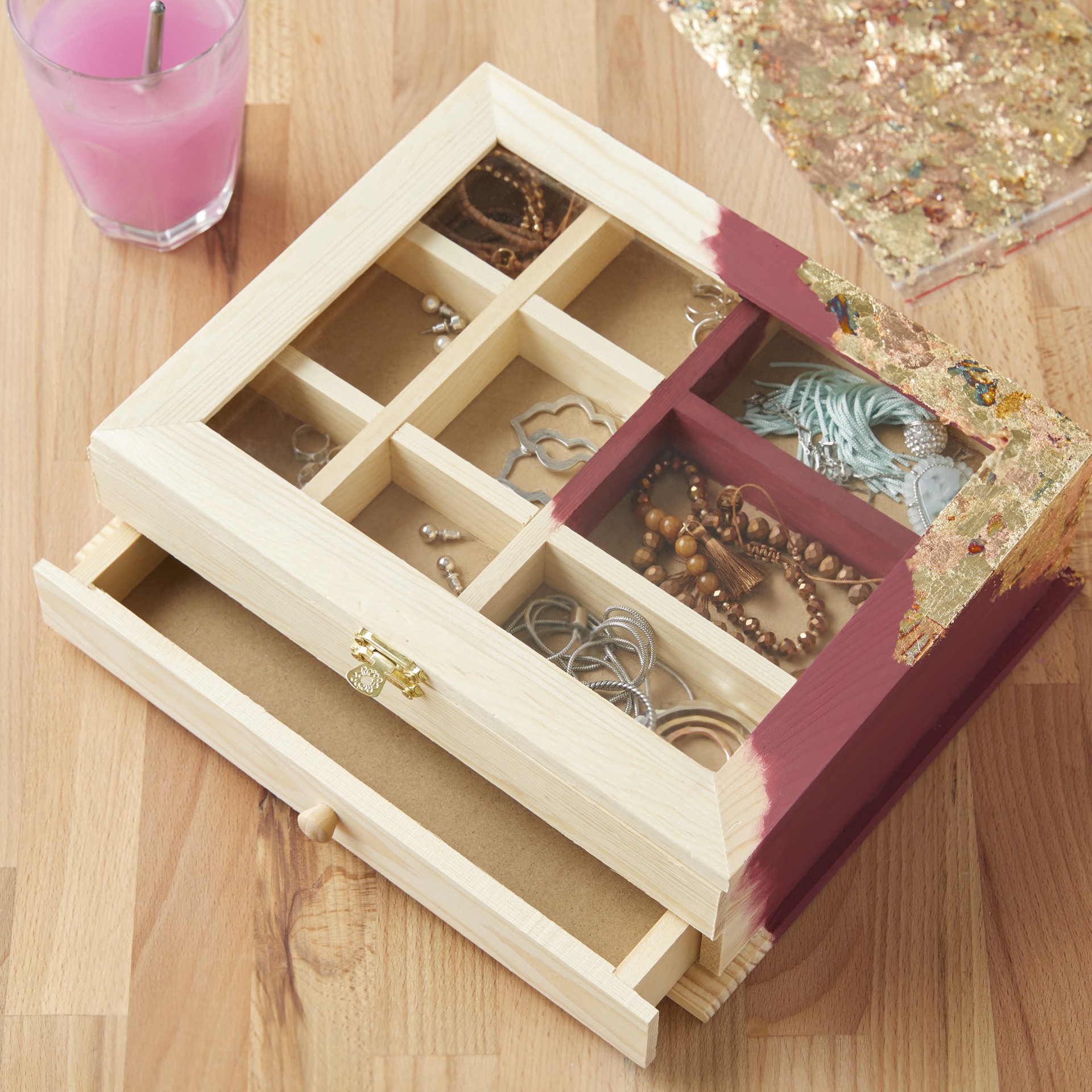 slide 4 of 4, Wood Jewelry Box By Make Market, 9.31 in x 7.5 in x 10 in