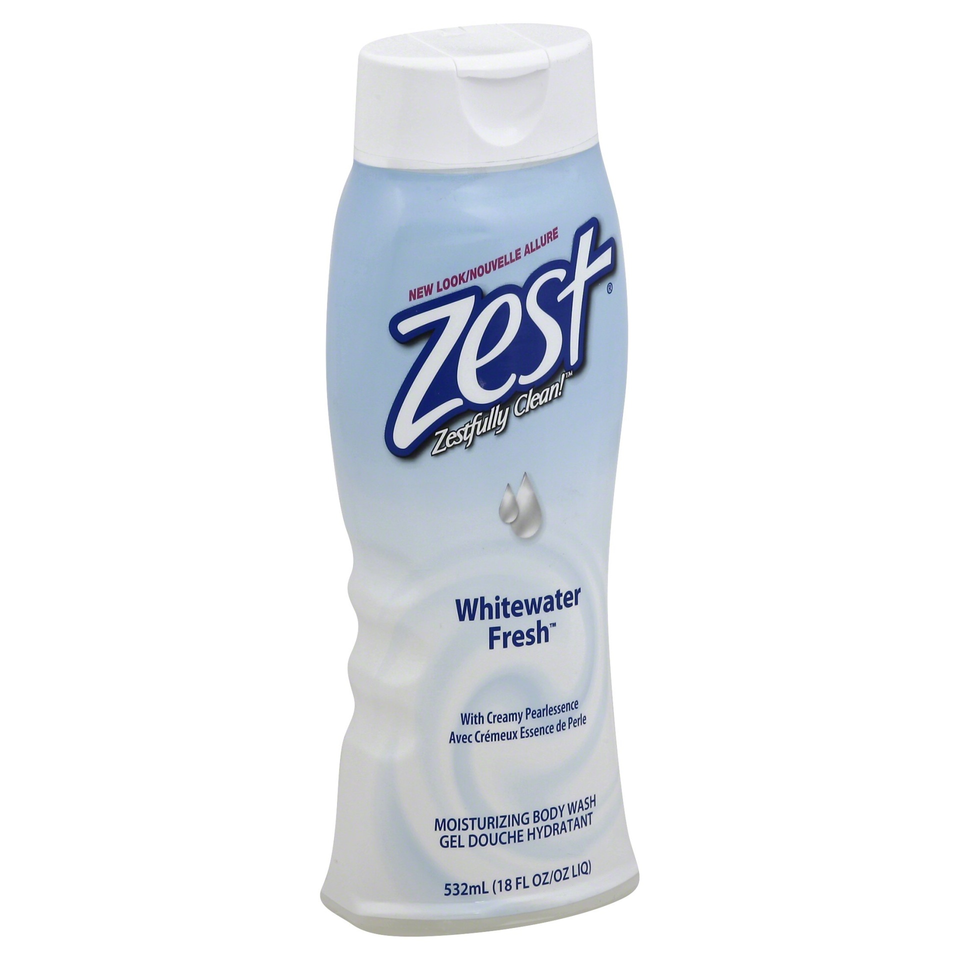 slide 1 of 5, Zest Body Wash, Moisturizing, Whitewater Fresh, 18 fl oz