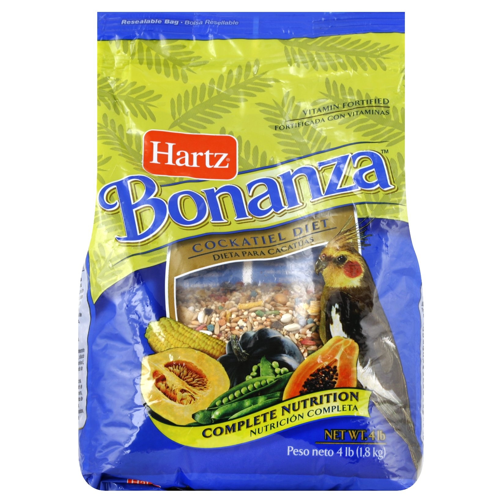 slide 1 of 1, Hartz Bonanza Cockatiel Diet Stand Up Bag, 4 lb
