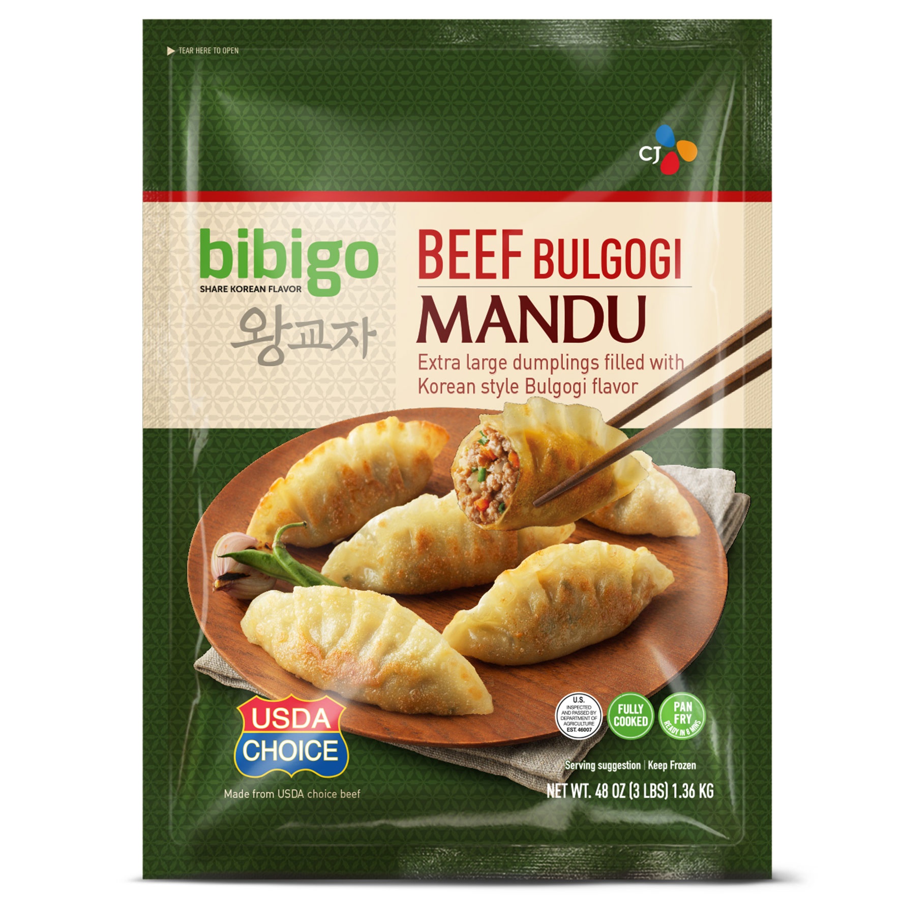 slide 1 of 2, Bibigo Beef Bulgogi Mandu, 3 lb