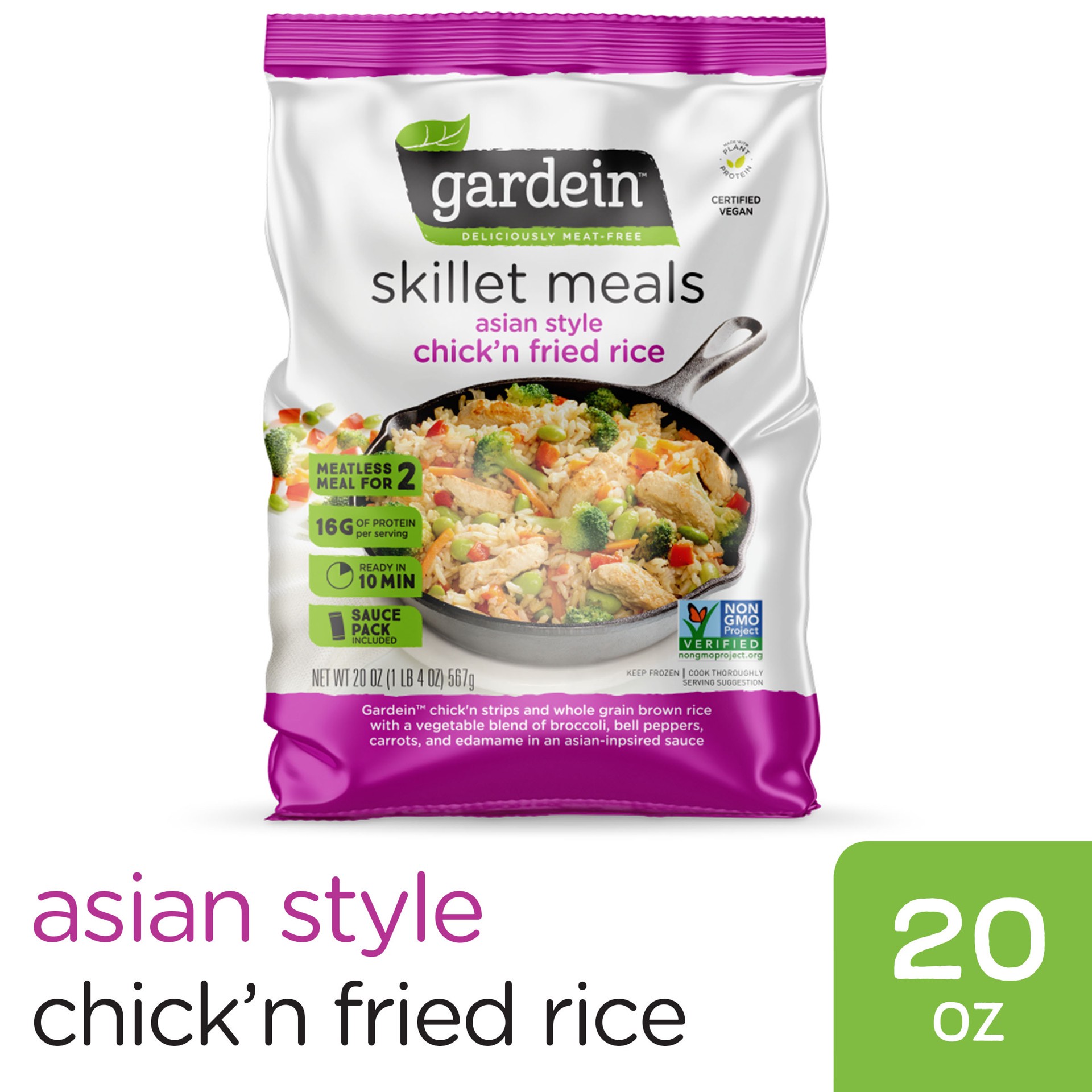 slide 1 of 13, Gardein Asian Style Plant Based Chick'n Fried Rice Skillet Meals 20 oz, 20 oz
