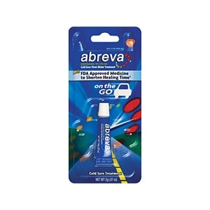 slide 1 of 1, Abreva Docosanol 10% Cream Tube, Fda Approved Treatment For Cold Sore/Fever Blister, 0.07 oz