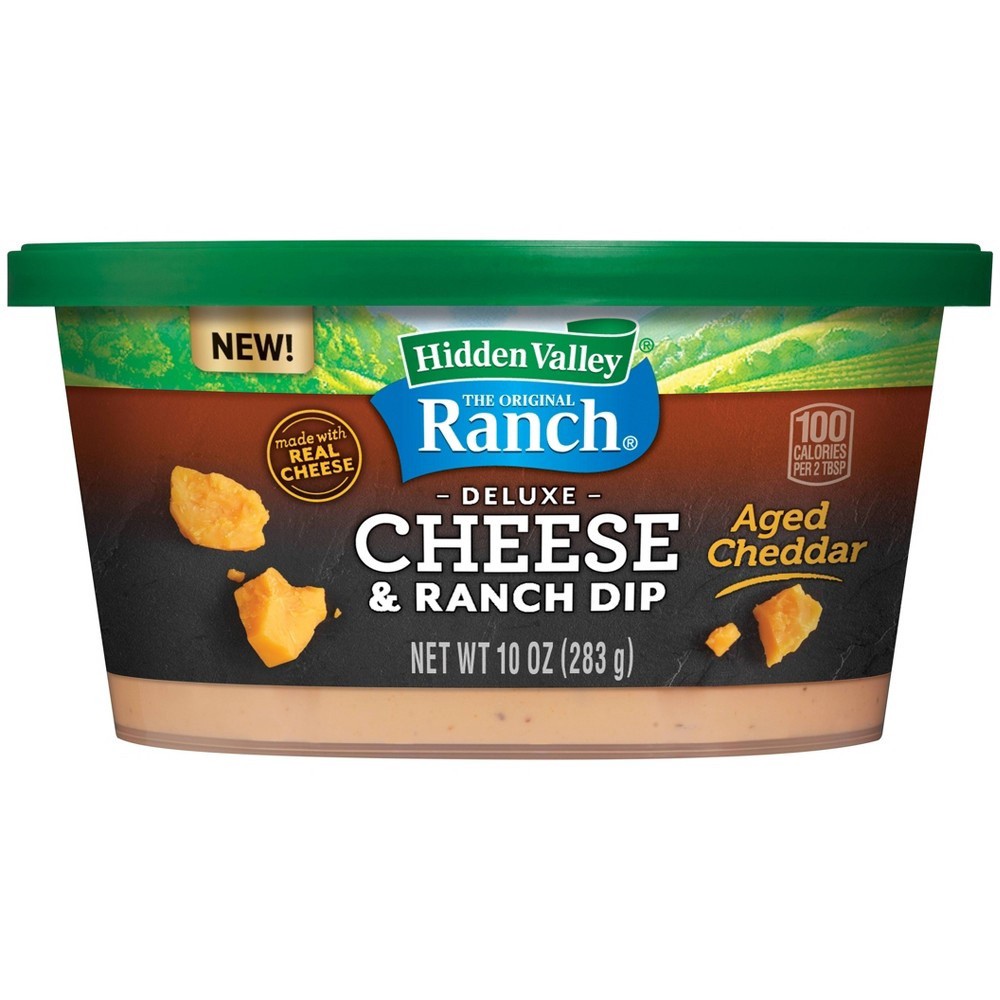 slide 3 of 5, Hidden Valley Deluxe Aged Cheddar Cheese & Ranch Dip 10 oz, 10 oz