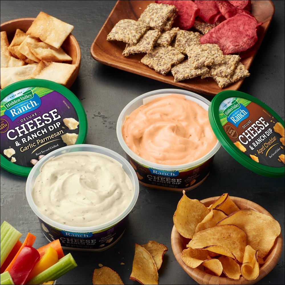 slide 4 of 5, Hidden Valley Deluxe Aged Cheddar Cheese & Ranch Dip 10 oz, 10 oz