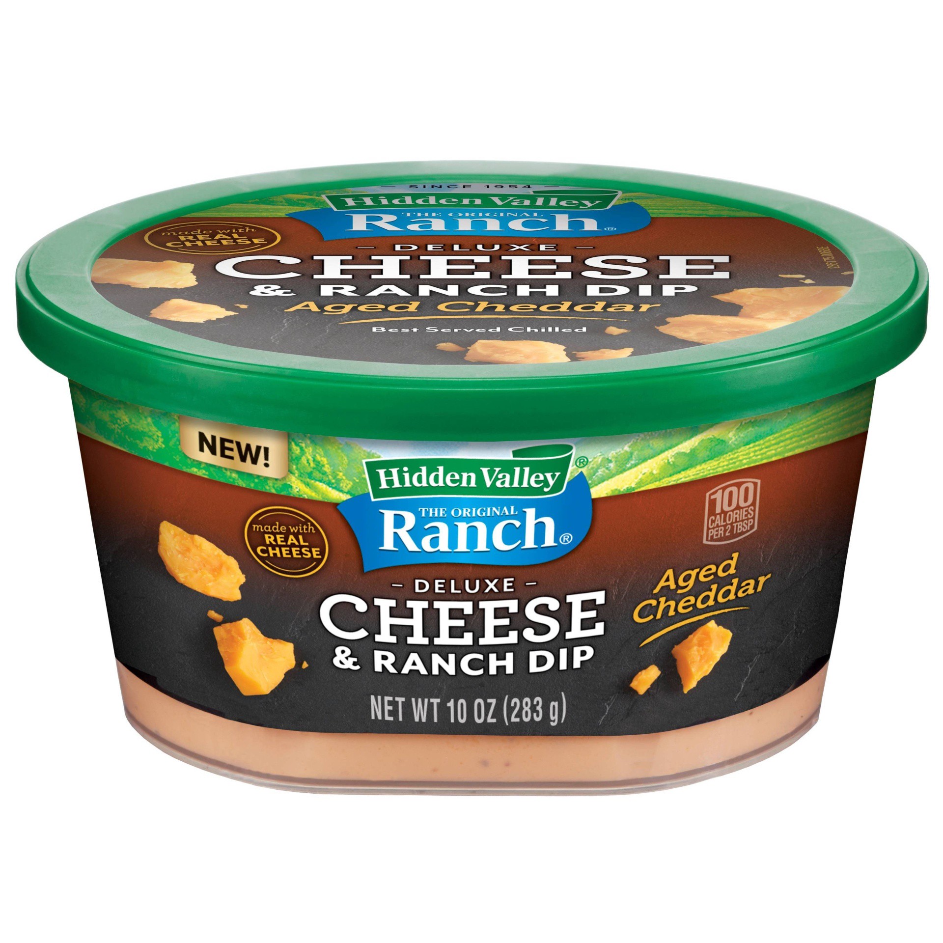 slide 1 of 5, Hidden Valley Deluxe Aged Cheddar Cheese & Ranch Dip 10 oz, 10 oz