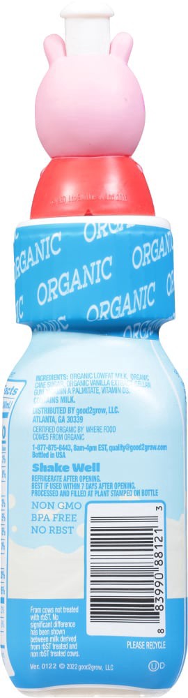 slide 4 of 4, good2grow Good 2 Grow Single Serve Organic Vanilla Milk bottle, 8 oz