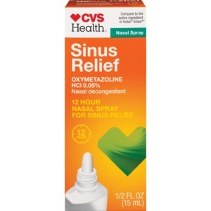 slide 1 of 1, CVS Health Sinus 12-Hour Relief Nasal Oxymetazoline Spray, 0.5 oz
