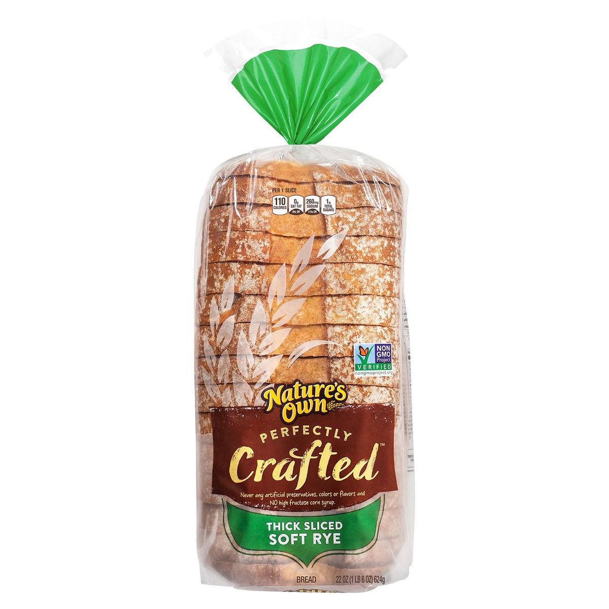 slide 1 of 1, Nature's Own Perfectly Crafted Soft Rye, Thick Sliced Non-GMO Rye Bread, 22 oz Loaf, 22 oz