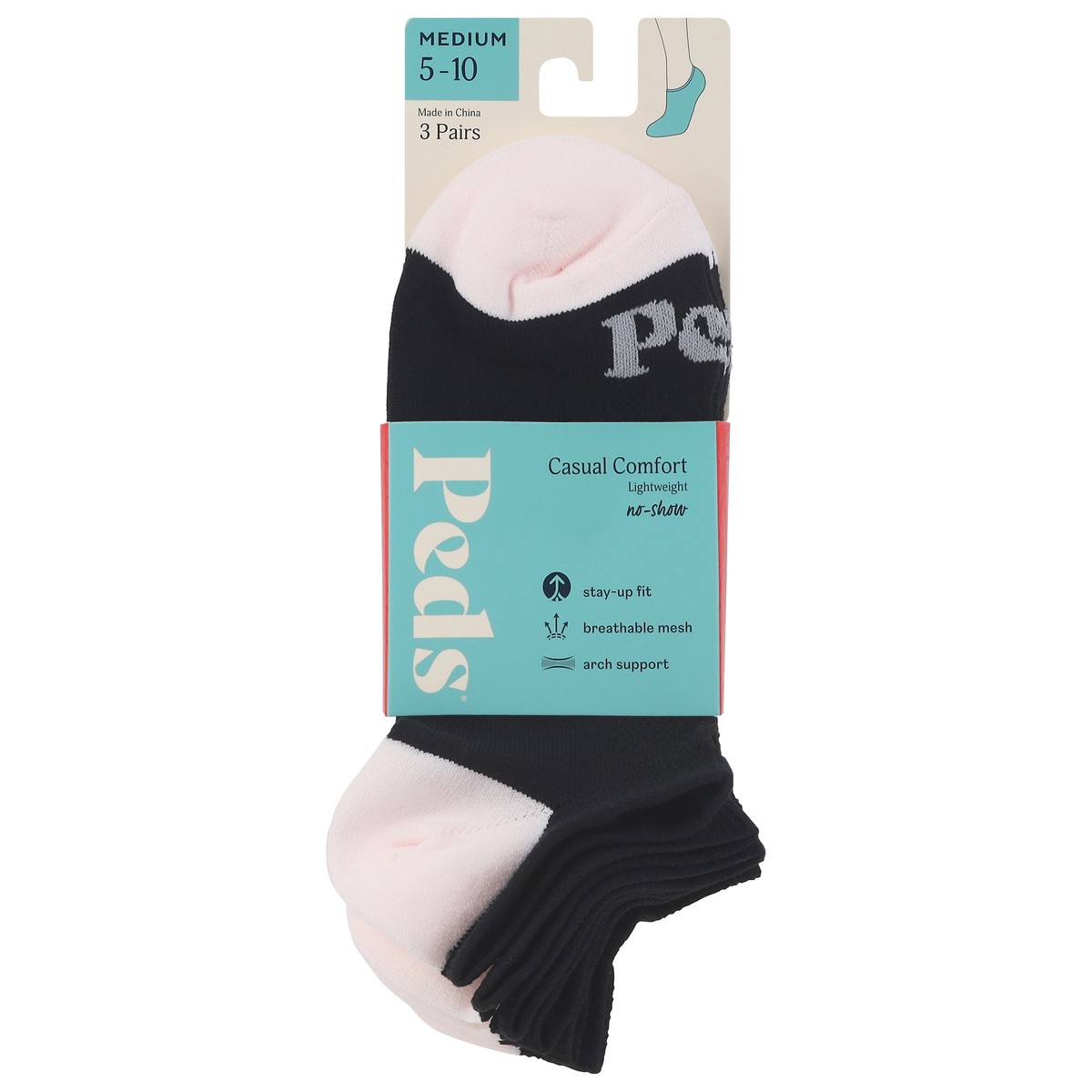 slide 1 of 8, Peds Ladies Black Casual Comfort Lightweight No-Show Socks Medium 5-10 3 ea, 3 ct