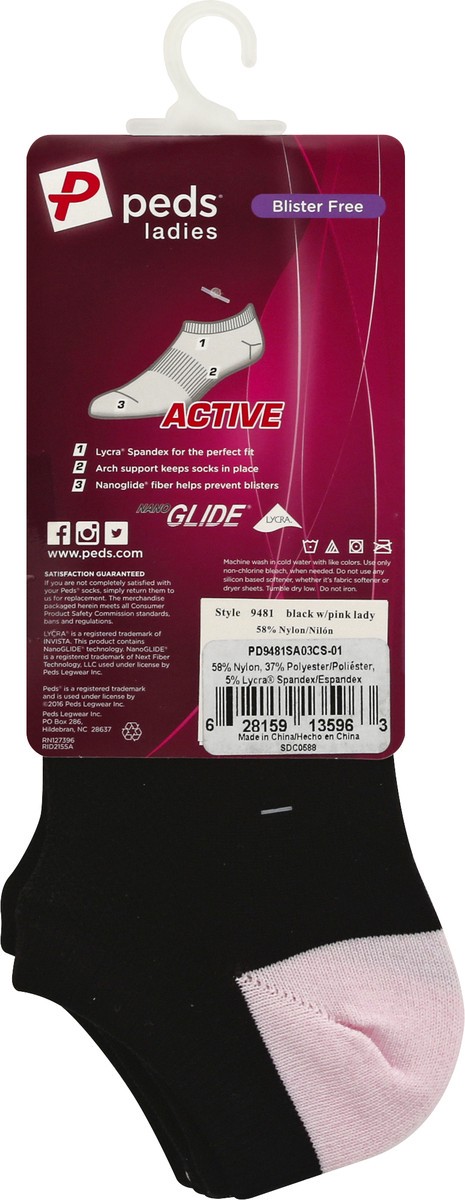 slide 2 of 8, Peds Ladies Black Casual Comfort Lightweight No-Show Socks Medium 5-10 3 ea, 3 ct