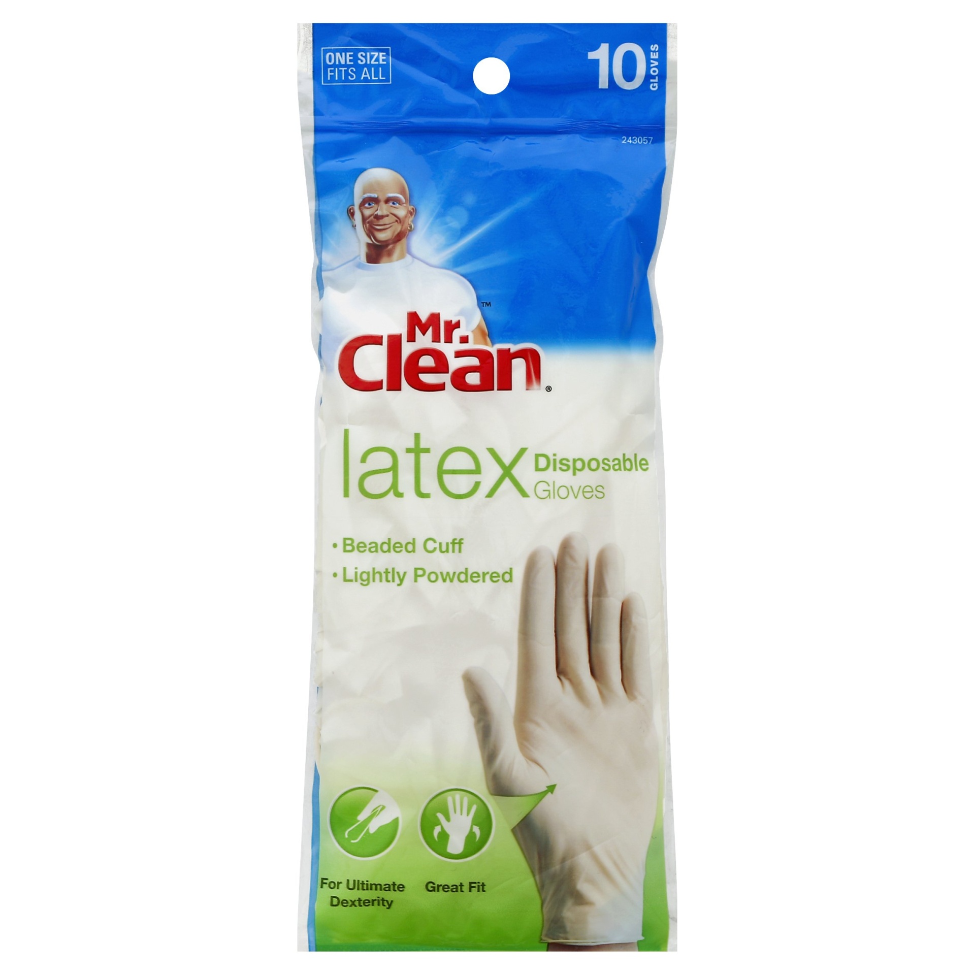 slide 1 of 1, Mr. Clean Glove Latex Disposable - Adult, 10 ct