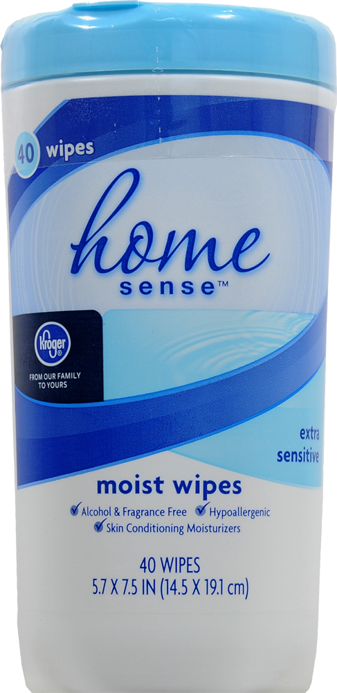 slide 1 of 1, Kroger Home Sense Sensitive Skin Wet Wipes, 40 ct