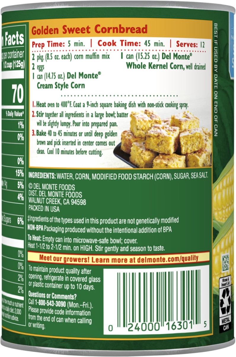slide 4 of 8, Del Monte Sweet Cream Style Corn 14.75 oz Can, 14.75 oz