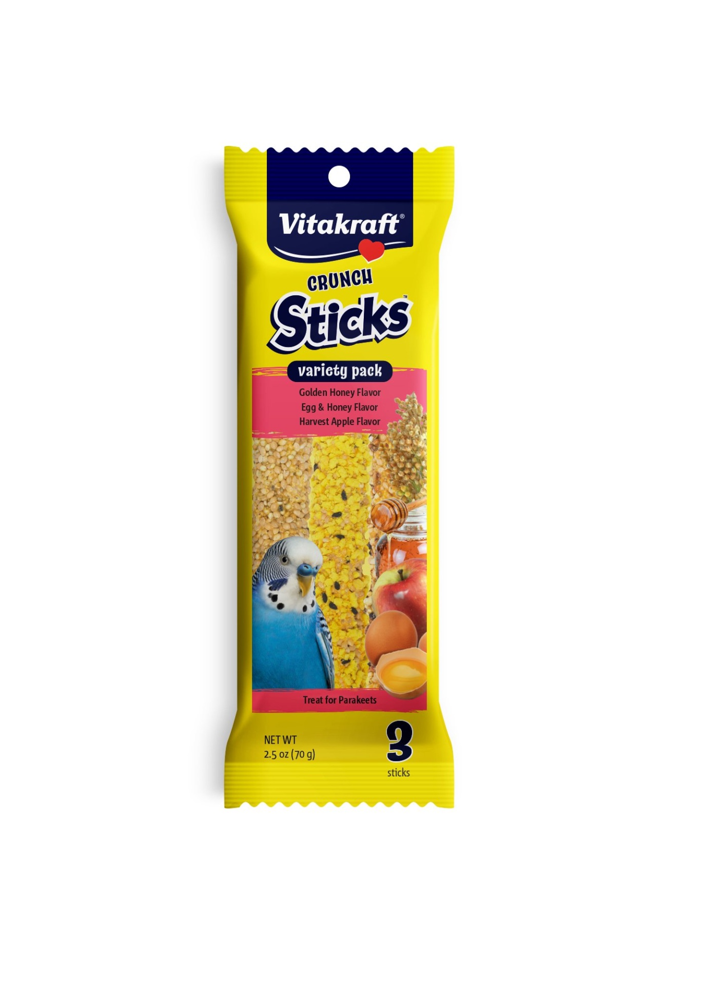 slide 1 of 1, Vitakraft Triple Baked Crunch Sticks Honey, Egg & Fruit Variety Pack Parakeet Treat, 2.4 oz