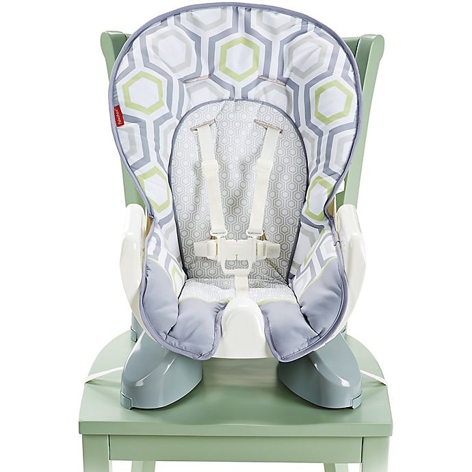 slide 2 of 5, Fisher-Price Baby Geometric Print Hook-On High Chair Light Gray/White/Meadow Green, 1 ct