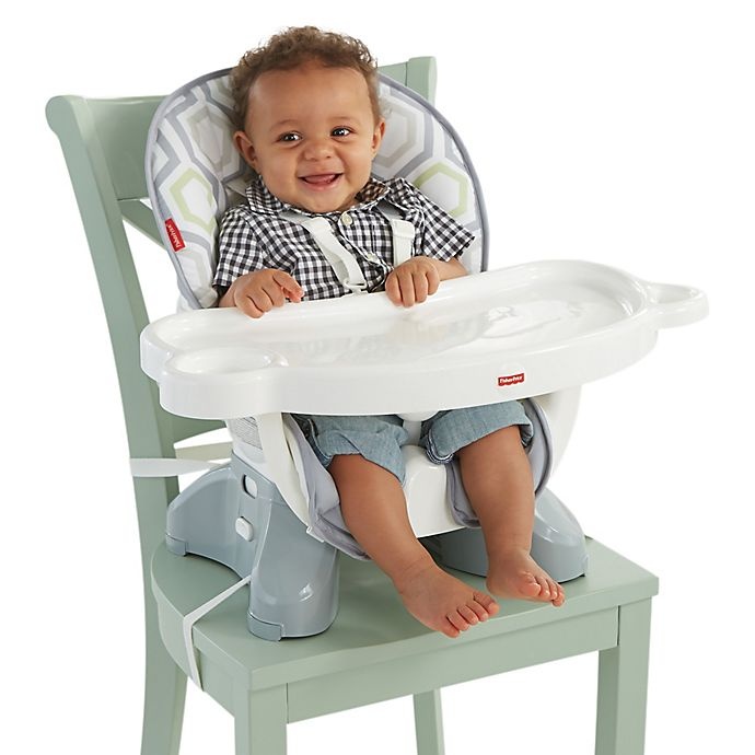 slide 3 of 5, Fisher-Price Baby Geometric Print Hook-On High Chair Light Gray/White/Meadow Green, 1 ct
