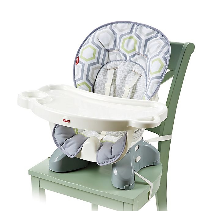 slide 1 of 5, Fisher-Price Baby Geometric Print Hook-On High Chair Light Gray/White/Meadow Green, 1 ct
