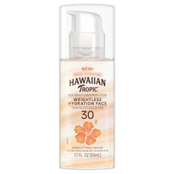 Hawaiian Tropic Weightless Hydration Face Sunscreen Lotion SPF 30 Oil Free 12hr Moisturization