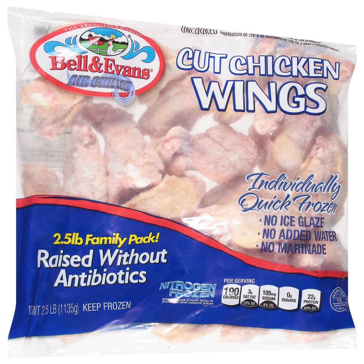 slide 4 of 13, Bell & Evans Air Chilled Family Pack Cut Chicken Wings, 2.5 lb