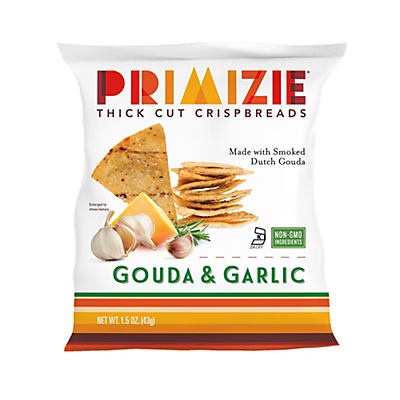 slide 1 of 1, Primizie All Natural Gouda & Garlic Thick Cut Crispbreads, 1.5 oz