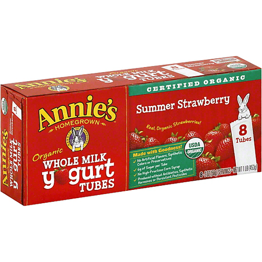 slide 2 of 4, Annie's Homegrown Organic Whole Milk Strawberry Yogurt Tubes, 8 ct; 2 oz