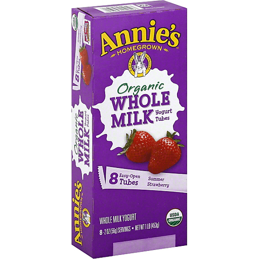 slide 3 of 4, Annie's Homegrown Organic Whole Milk Strawberry Yogurt Tubes, 8 ct; 2 oz