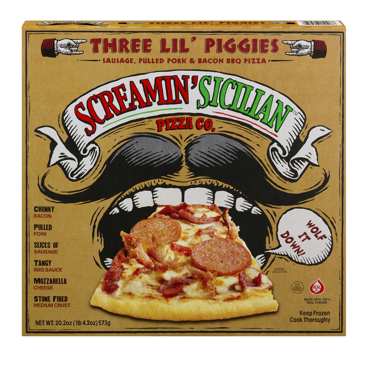 slide 1 of 1, Screamin' Sicilian Pizza Three Lil' Piggies, 20.2 oz