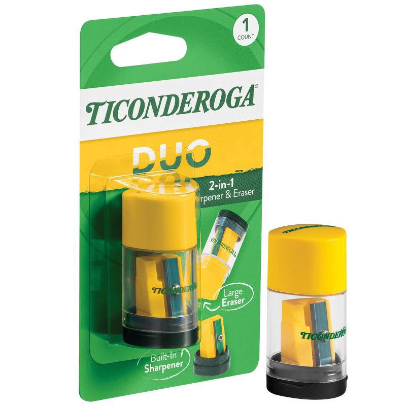 slide 4 of 6, Ticonderoga DUO 2-in-1 Sharpener & Eraser Yellow, 1 ct