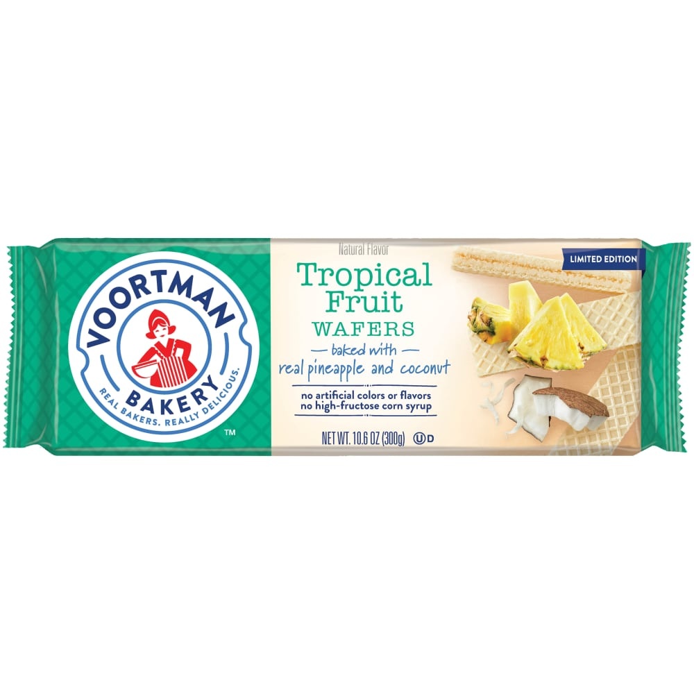 slide 1 of 1, Voortman Bakery Tropical Fruit Wafers Seasonal, 10.6 oz