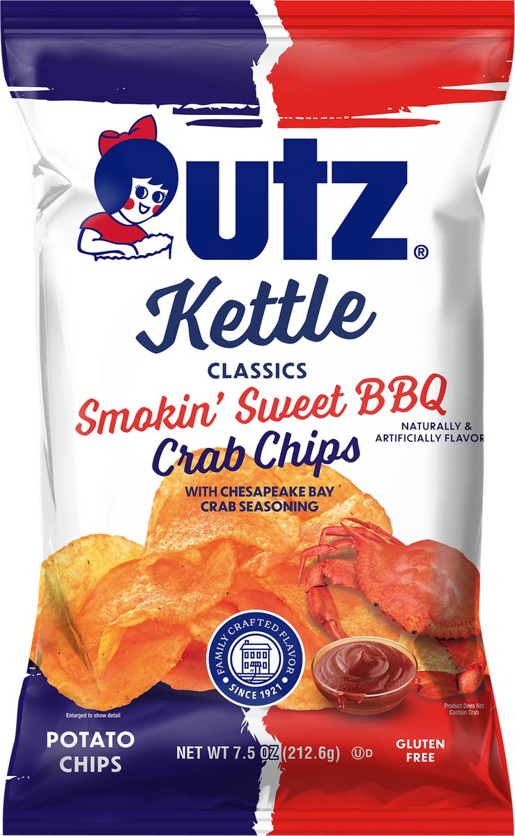 slide 7 of 7, Utz 7.5 oz Utz Kettle Classics Smokin' Sweet & Crab Potato Chips, 7.5 oz