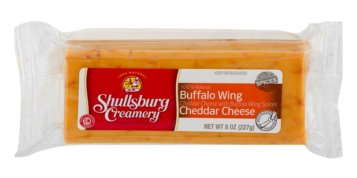 slide 1 of 1, Shullsburg Creamery Buffalo Wing Cheddar Cheese, 8 oz