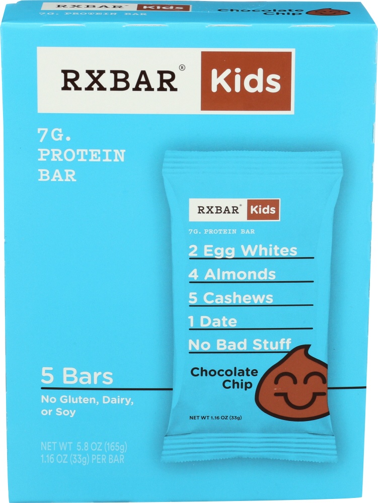 slide 1 of 1, RXBAR Kids Chocolate Chip Protein Bar, 5 ct; 1.16 oz