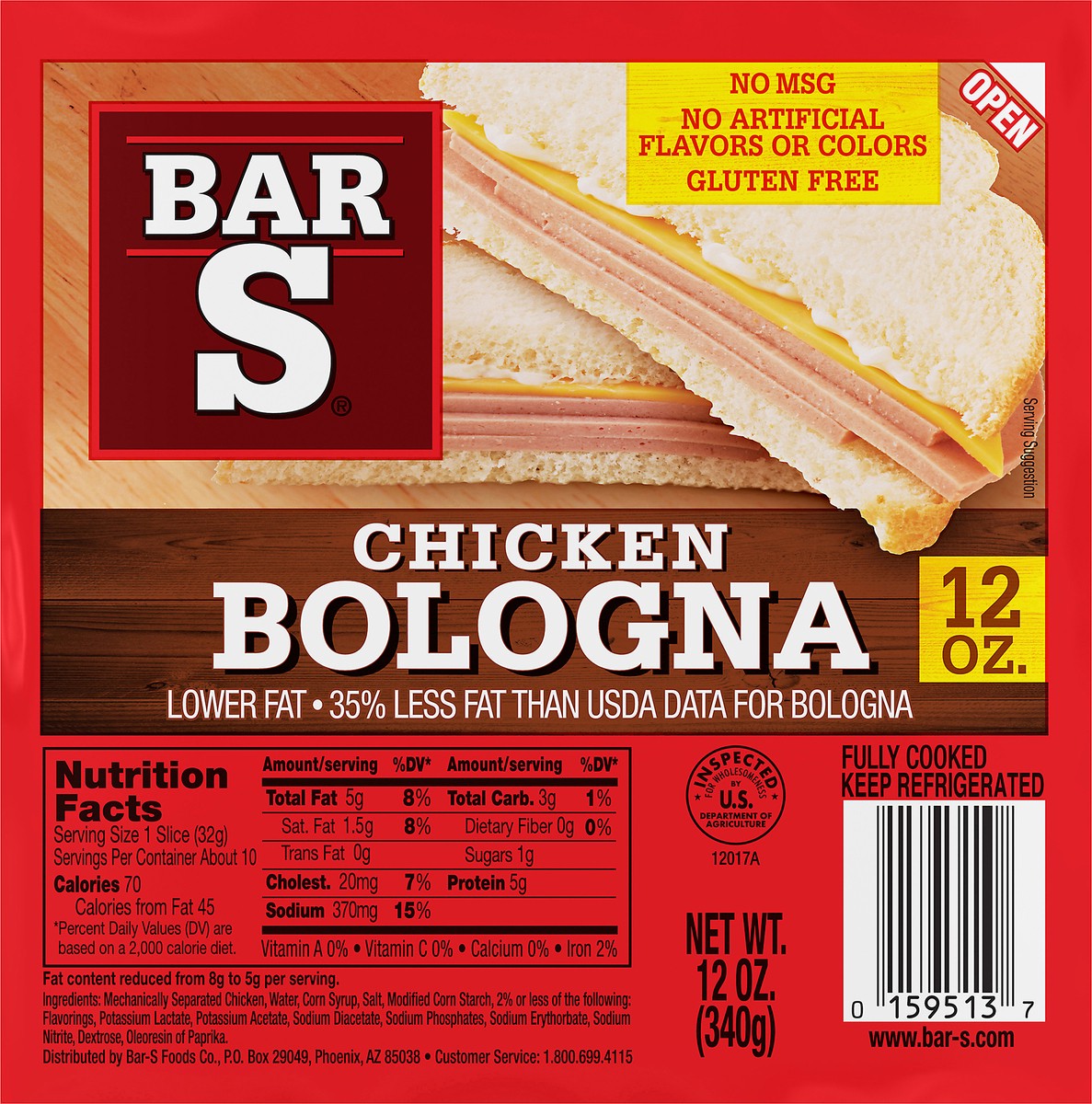 slide 10 of 11, Bar-S Chicken Bologna, 12 oz