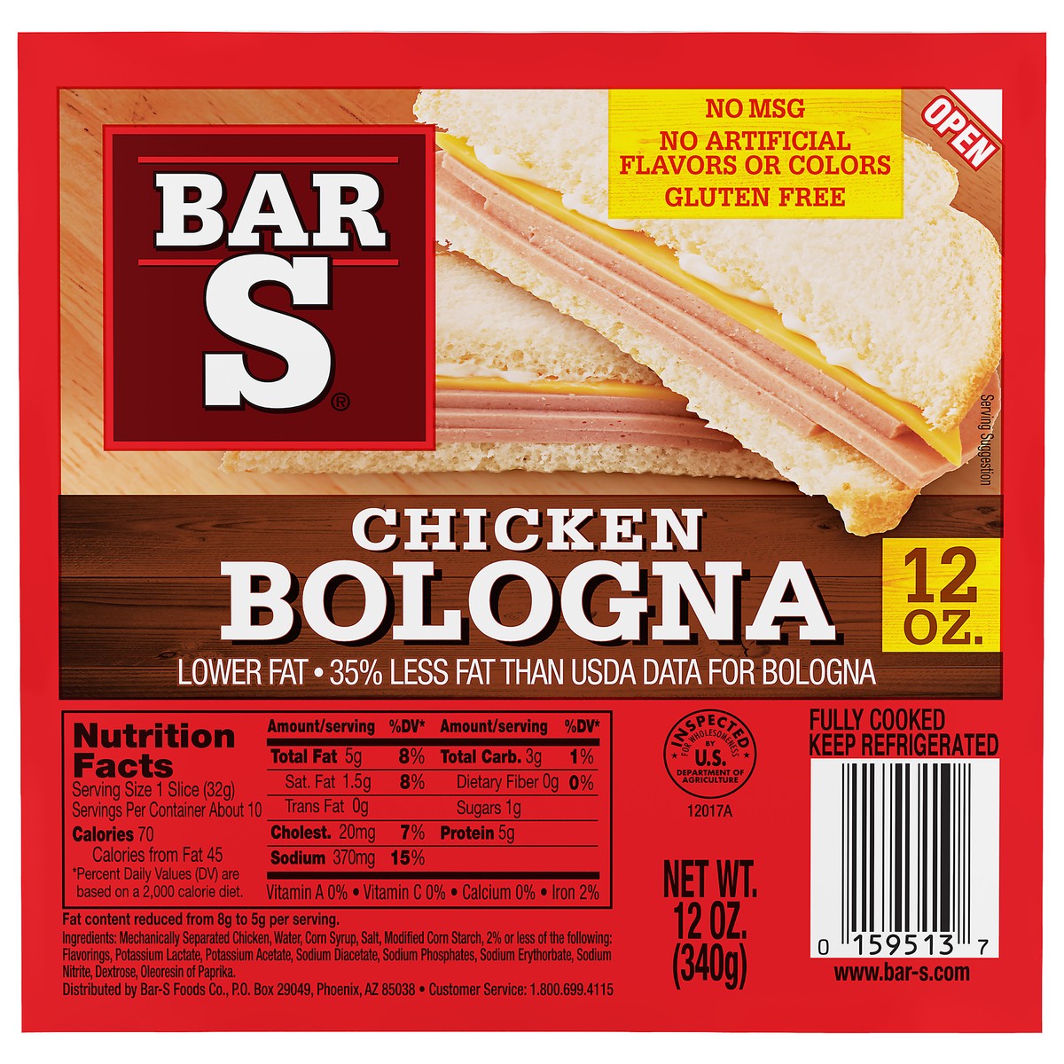 slide 7 of 11, Bar-S Chicken Bologna, 12 oz